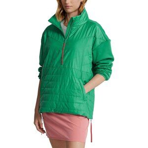 Ralph Lauren RLX Quilted Jacket L Winter Panel Hybrid Pullover Raft Green Rose